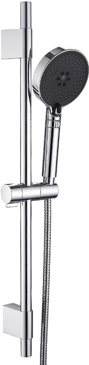 SnelShoppen - Douchestang met douchekop 68,5 cm, 3 straalsoorten, verstelbare 610 mm douchestangset, chroom, 1,5 m slang (verlengbaar tot 1,8 m) voor