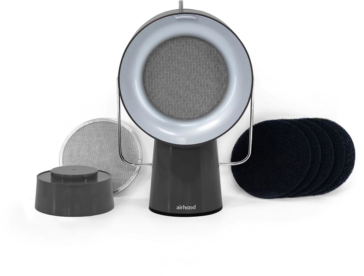 AirHood® Original | 's werelds eerste mobiele afzuigkap | Space Black | Wired | Afzuigkap Draagbaar | Mini Afzuigkap | ALL IN SET