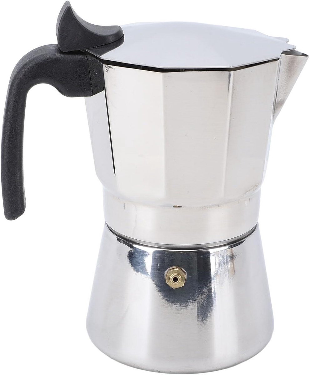 Kookplaat Koffiezetapparaat - Moka Pot Percolator - Klassieke Espresso Maken - Achthoekig RVS Ontwerp - 300ML - Zilverkleurig