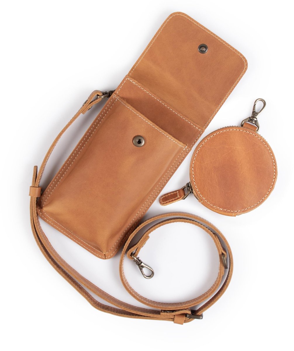 SnelShoppen - Echt Leren Telefoontas Kameel - Crossbody Portemonnee met Creditcardhouder en Muntenzakje - Beschermende Smartphone Organizer voor Dagel