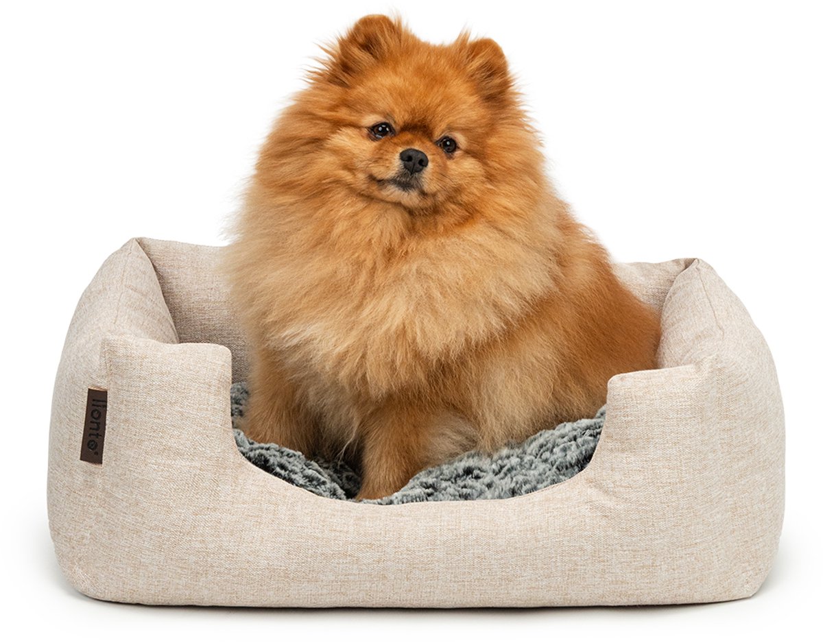 lionto comfort hondenmand, zacht, antislip & onderhoudsvriendelijk, 60x50 cm beige