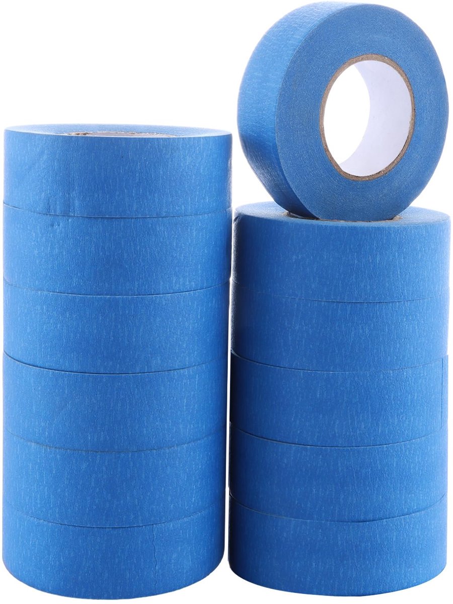 SnelShoppen - 12 Rollen Hoge Kwaliteit Blauwe Afplaktape 25 mm x 30 m - Perfect voor Schilders, Decorateurs, Knutselen, Schilderen, Kantoor en Huisgeb