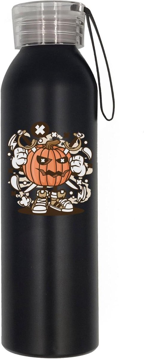 Sport Waterfles - Drinkfles Outdoor - Hydratatie Onderweg - Dubbelwandig RVS - 650 ml - Zwart