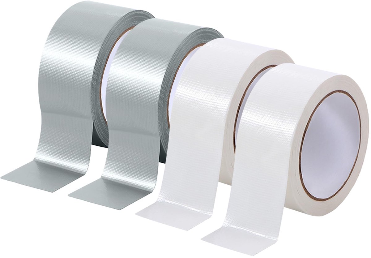 SnelShoppen - SXTDKMJ Pantsertape 50 cm x 20 m - Waterdichte Weefseltape - Grijs en Wit - Sterke Textielplakband voor Binnen en Buiten - Ideaal voor R