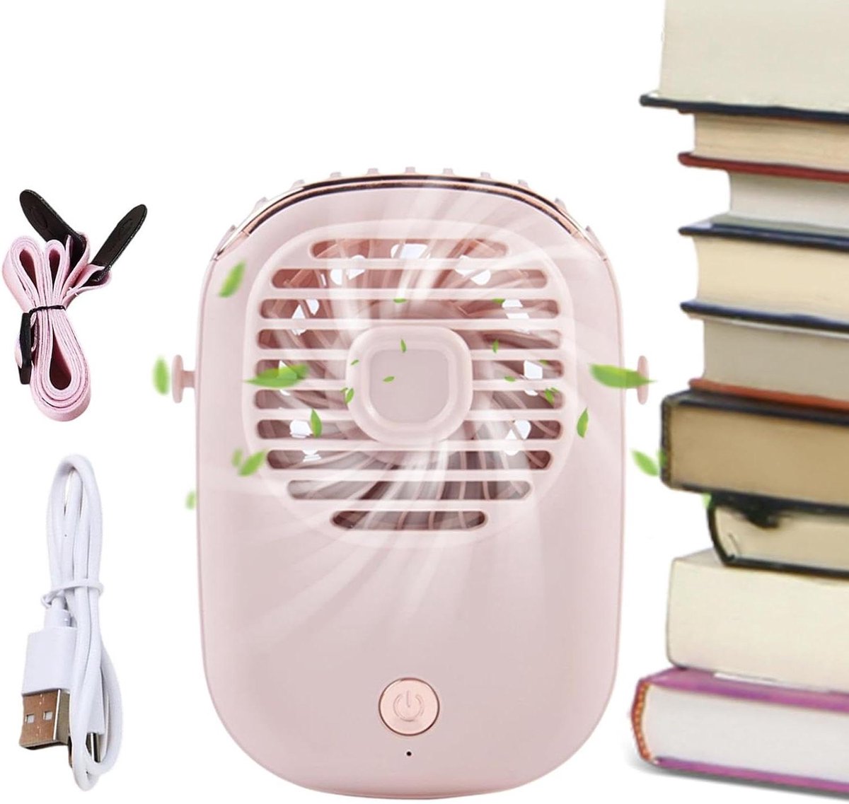 Draagbare Nekventilator - Persoonlijke Koeler - Overal Koel Blijven - Fluisterstille Luchtstroom - 4x9.5x4 cm - Roze
