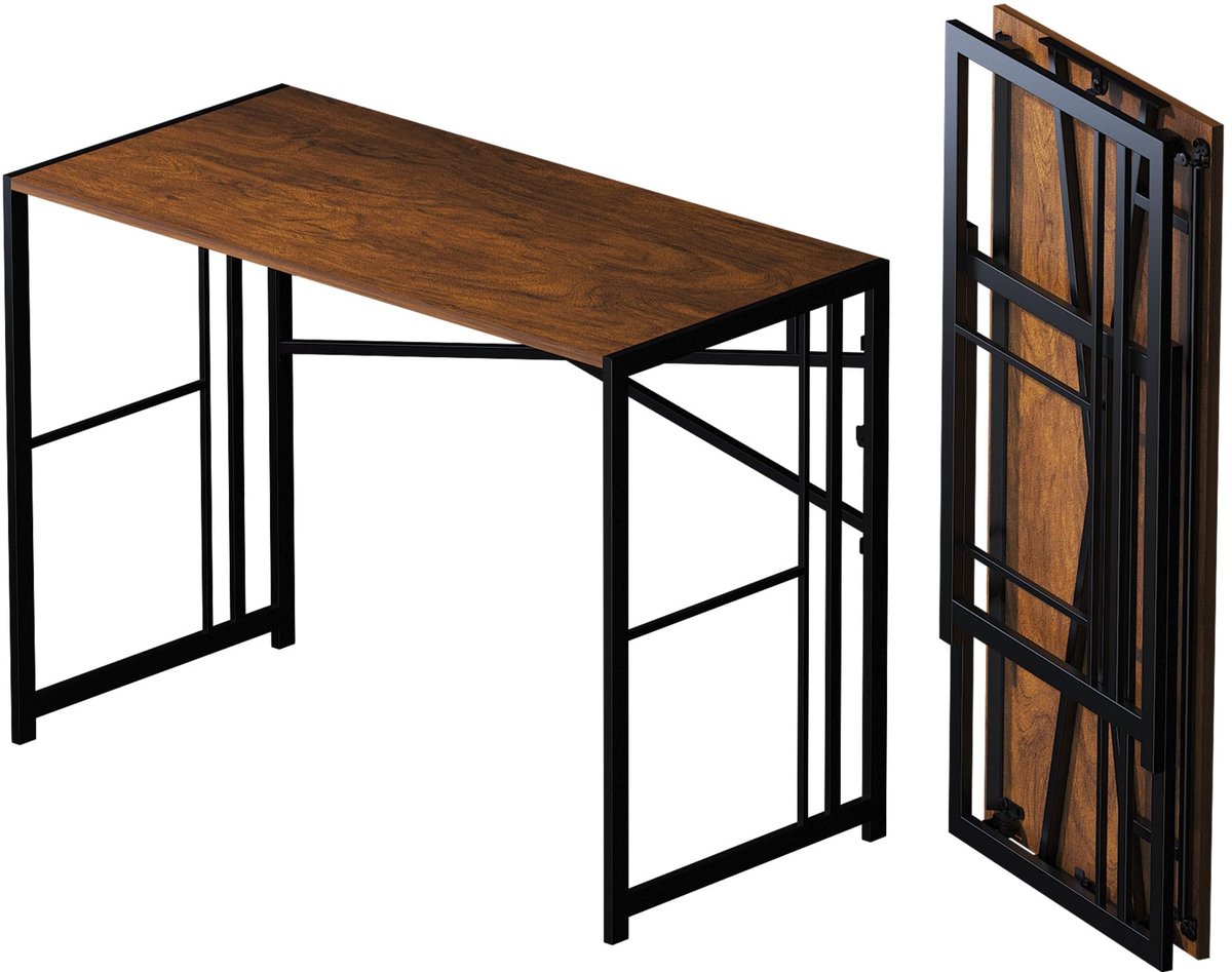 SnelShoppen - Opvouwbaar Computerbureau 101,6 cm - Schrijf- en Gaming Bureau voor Thuis en Camping - Mahonie Kleur - Geen Montage Nodig - Ideaal voor