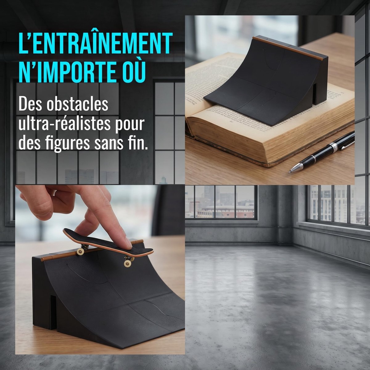 SnelShoppen - Set van 2 Obstakels voor Vingerboard, Mini-Skate-Helling, Kunststof Skatepark Elementen, Grind Rail voor Binnengebruik, Perfect voor Kin