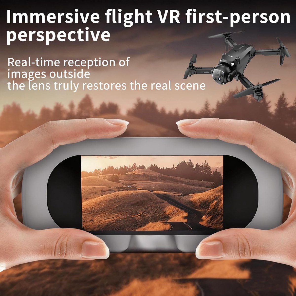 SnelShoppen - OBEST FPV-drone met HD-camera, VR-bril, dubbele camera's, 6-assige gyroscoop, gebaarfoto's, dubbele batterij, kaartlezer voor avontuur e
