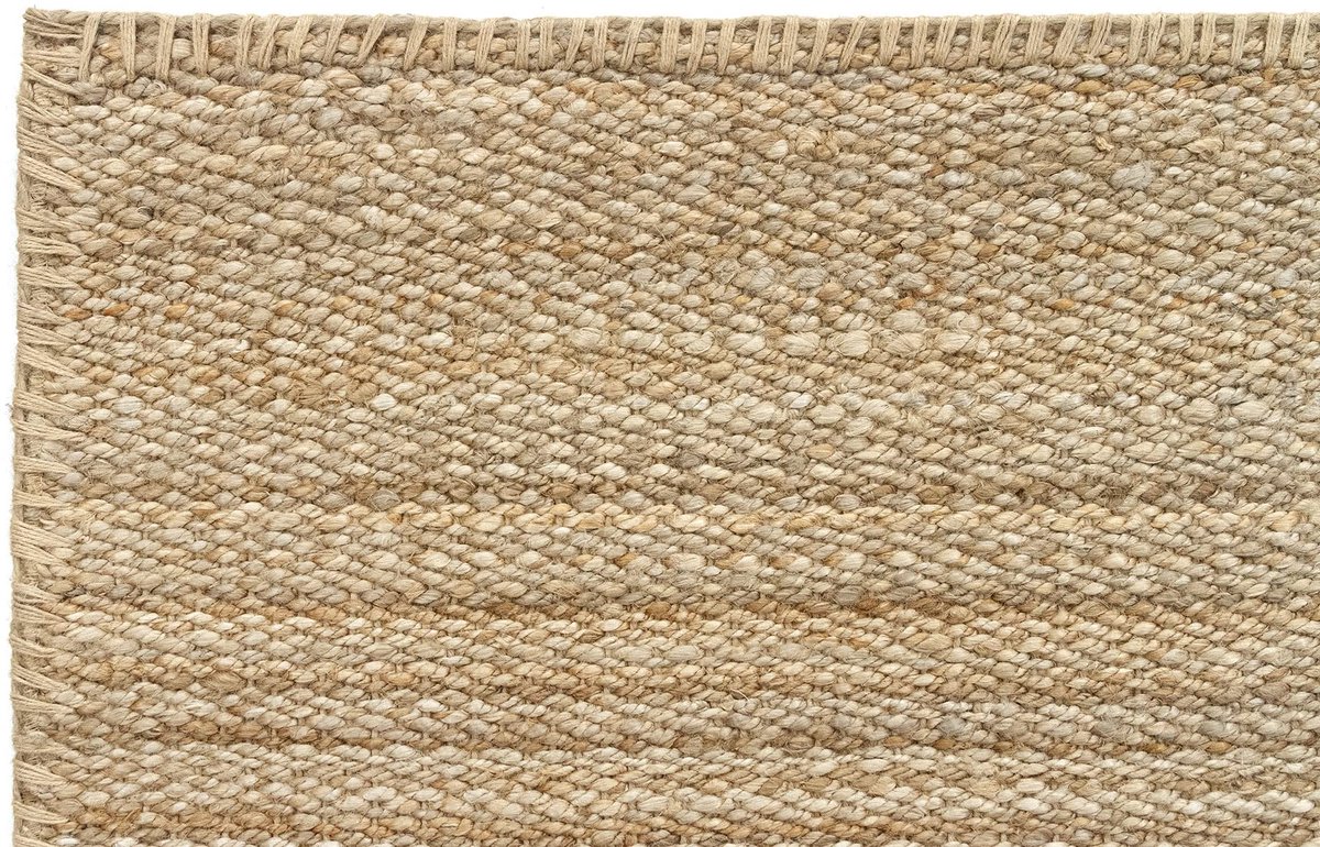 SnelShoppen - Set van 2 Jute Tapijten Granada 100% Handgeweven Zacht voor Woonkamer, Eetkamer, Slaapkamer, Hal, Entree - Natuurlijk 150x80 cm