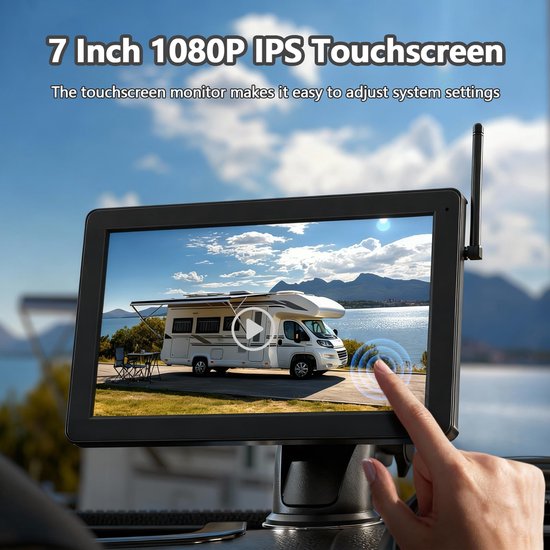SnelShoppen - Draadloze Achteruitrijcamera op Zonne-energie met 7'' 1080P IPS Touchscreen Monitor, IP69 Waterdicht, 9600mAh Accu, Eenvoudige 1 Minuut — afbeelding 2