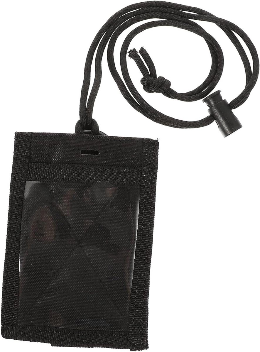 Id-kaarthouder met Lanyard - Naamkaarthouder Badgehouder - Identificatie Tonen - Duurzaam Oxford Stof - 13 x 9 cm - Zwart