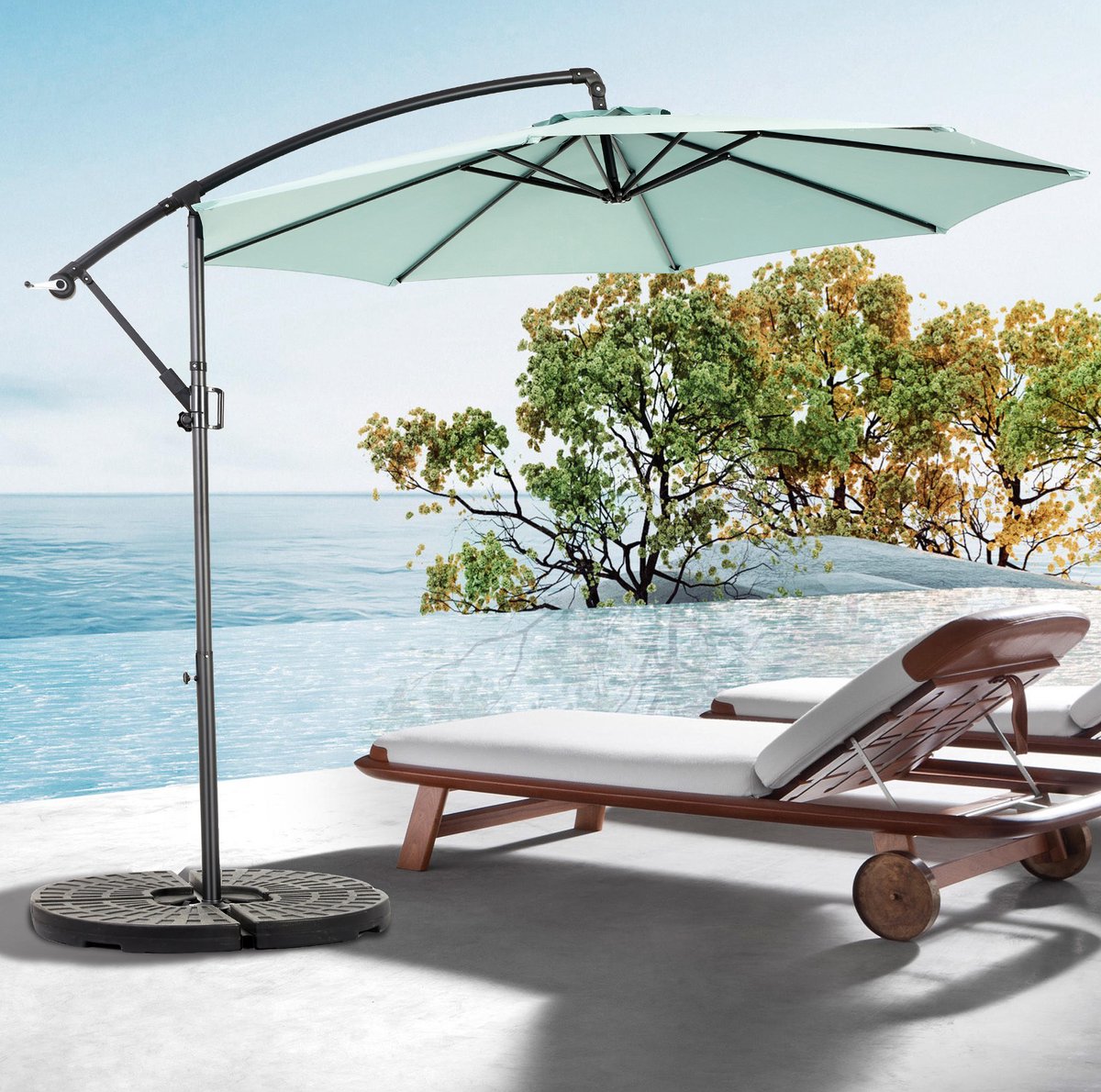 FloraGrace Parasol – Zweefparasol 294 Cm – Kantelbaar Met Zwengel – Staal En Polyester – Lichtgroen – Voor Tuin En Zwembad