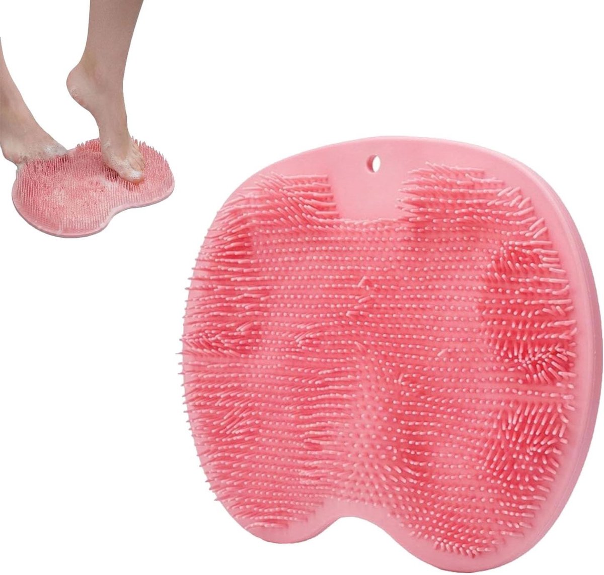 Voet Scrub Borstel - Douche Mat - Voeten Reinigen - Zelfreinigende Borstelharen - 23 x 30 cm - Roze