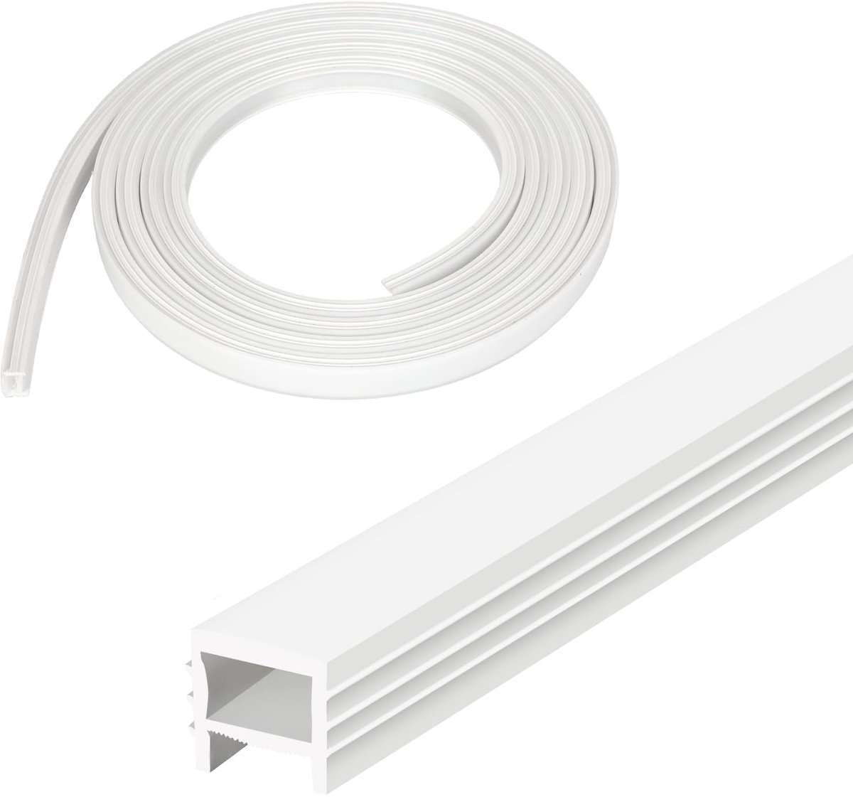 SnelShoppen - 3m LED-profiel 12x12mm wit siliconen voor flexibele ledstrip, diffusers, akoestische panelen, doe-het-zelf kanaal voor plafond, muur en