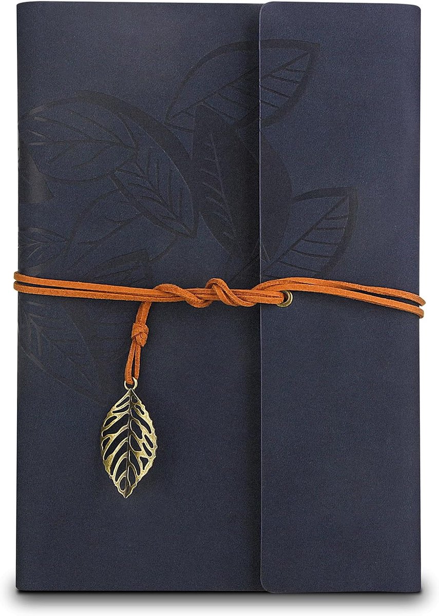 Bobypet - Notitieboek van PU-leer, vintage, navulbaar, gebonden, prachtig reisdagboek, ringband, schetsboek, vintage notitieboek A6- 18.5*12*3cm - blauw