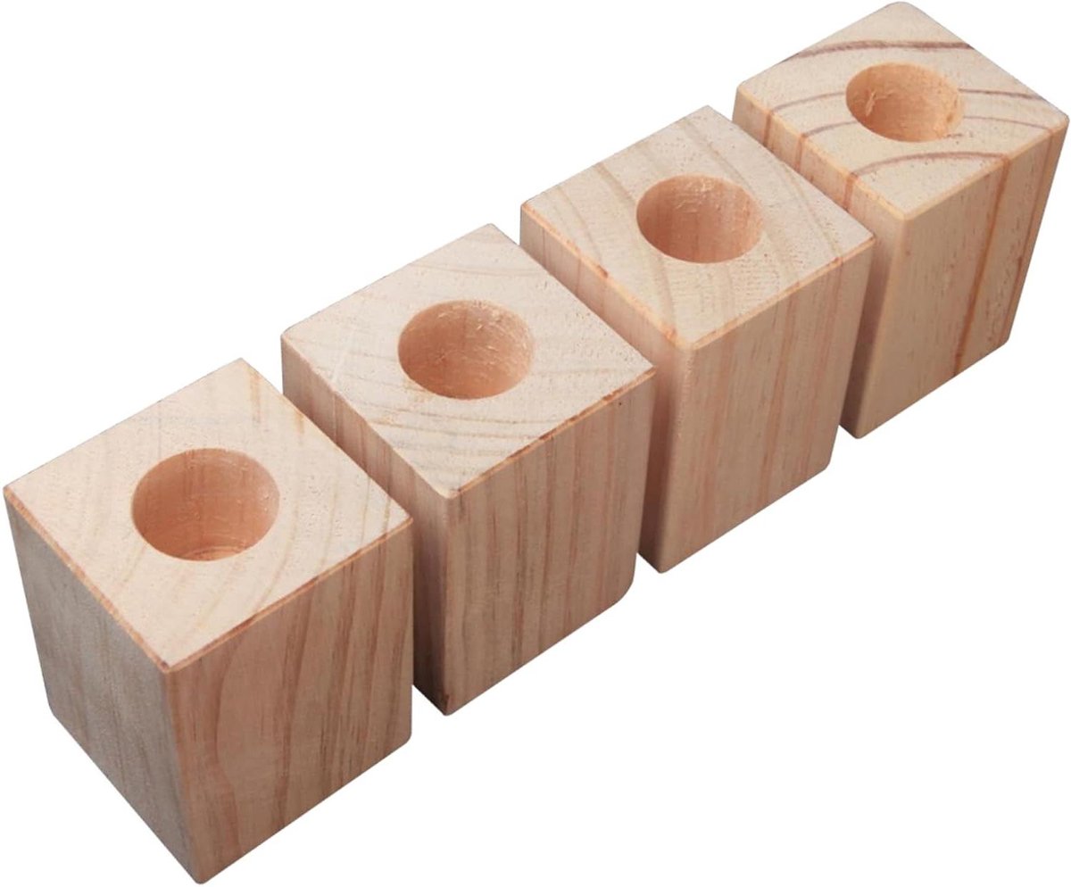 Meubelverhogers Hout - Bankverhogers Tafelpoten - Meer Opbergruimte - Robuust Grenenhout - 10 cm Hoogte - Houtkleur