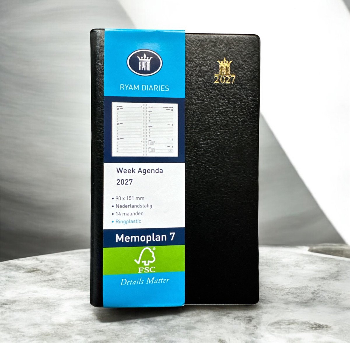 Zakagenda 2027 - Ryam Zakagenda 2027 - Memoplan 7 ZWART met Spiraal (9cm x15cm)