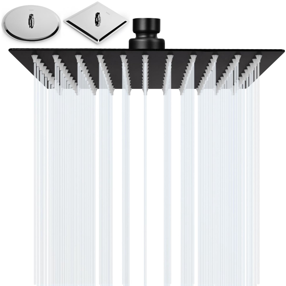 SnelShoppen - Regendouchekop 12 Inch Universele Vierkante Douchekop 304 Roestvrij Staal Ultra Dunne Mat Zwart 30x30cm Verstelbare Badkamer Regendouche
