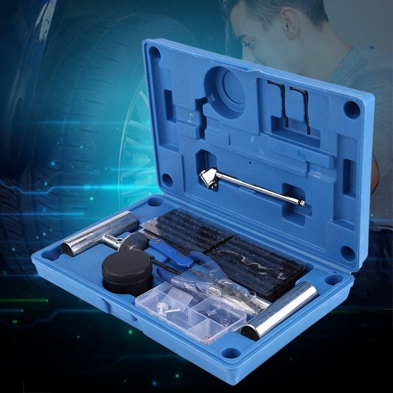Autobanden reparatieset - Vervangende bandengereedschap - Lekke banden repareren - 67-delige set - 35 x 22 x 7 cm - Zilver — afbeelding 3
