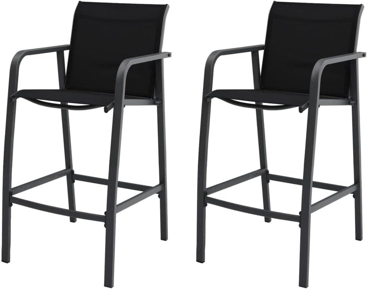 Tuin Bar Stoelen - Balkon Stoelen - Buiten Zitten - Weerbestendig Textilene - 109 cm Hoog - Zwart