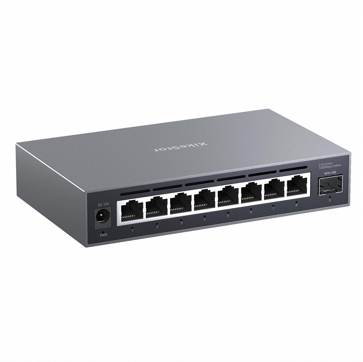 SnelShoppen - 8-Port 2.5GbE + 1-Port 10GbE Managed Switch met VLAN, QoS, LACP, STP, Lüfterlos, Metalen Behuizing voor NAS, PC Gaming, WiFi 6 AP | Plug