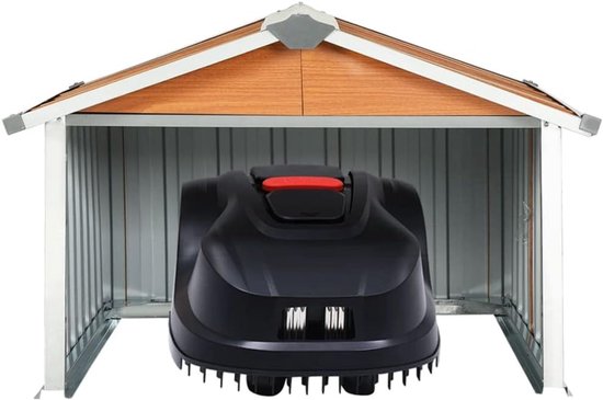 Robotmaaier Garage - Opbergbox Maaier - Bescherming Tuinmachine - Gegalvaniseerd Staal - 92x97x63 cm - Bruin — afbeelding 2