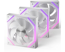 AsiaHorse Nyota - 120mm ARGB PC Ventilator - PWM - HDB Lager - 2000 RPM - 61.5 CFM - 5V 3-Pin ARGB - 3x - Forward - Wit