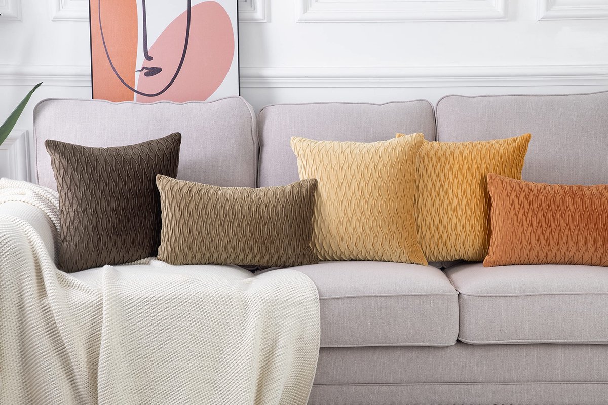 SnelShoppen - Set van 2 Super Zachte Fluwelen Decoratieve Kussenslopen 40x40 cm Khaki Luxe Kussenhoezen voor Sofa en Slaapkamer