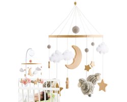Baby Mobiel - Muziek Mobiel - Babykamer Decoratie - Stressverminderend Ontwerp - 43 x 225 cm - Grijs