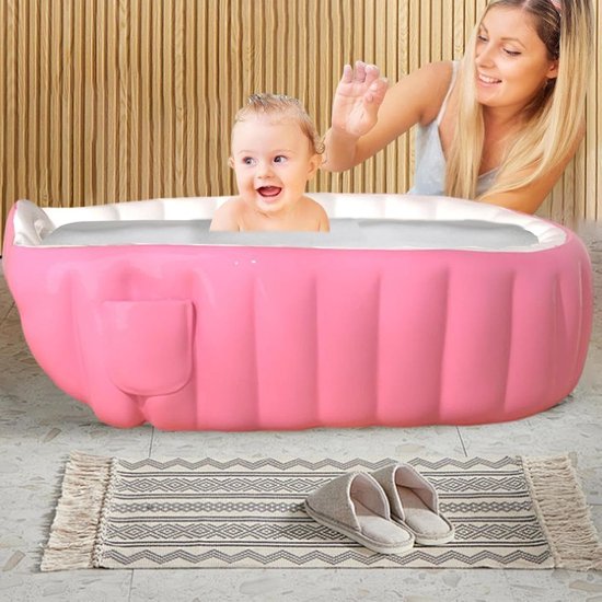 Opblaasbaar Babybad,Opblaasbaar Peuterbad voor Douche met Voetpomp - Antislip Opvouwbaar Babybad Voor Binnenhuis Badkamer Buiten Vakantie — afbeelding 4