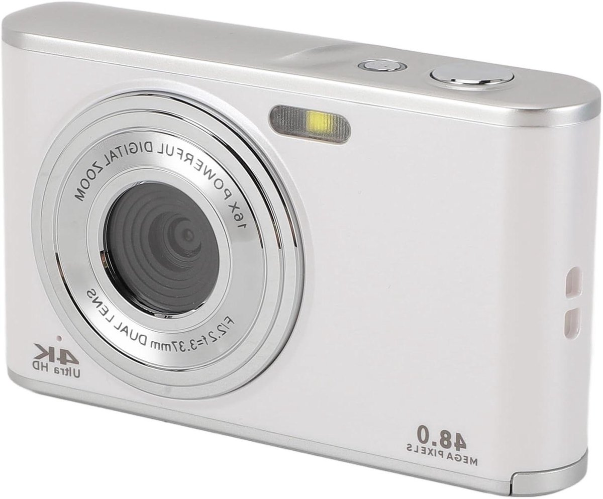 Digitale Camera - Vlogcamera Compactcamera - Fotografie en Video - Autofocus Dual Camera - 48 MP 4K - Wit