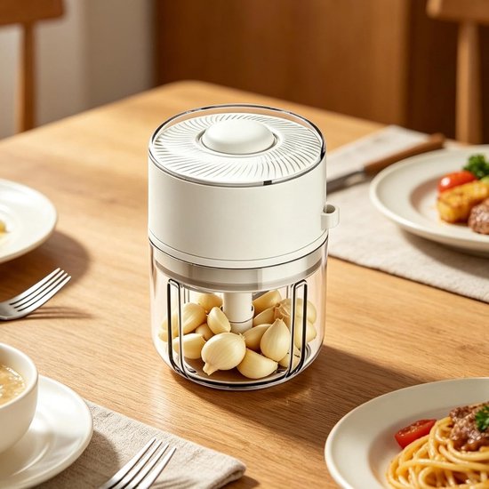 Elektrische Mini Chopper - Keukenmolen - Maaltijd Voorbereiding - Spatvrije Molen - 350ml Capaciteit - Wit — afbeelding 5