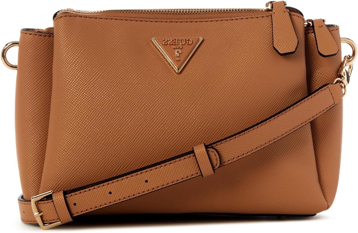 Crossbody Tas - Schoudertas Dames - Dagelijks Gebruik - Drie Compartimenten - 24.5 cm - Beige