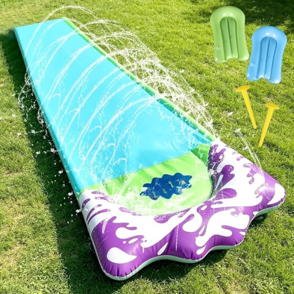 Thuys - Waterglijbaan voor Kinderen 4,8 Meter - Met Ingebouwde Sproeiers & Groot Spatgedeelte - PVC Slip and Slide voor Tuin - Waterspeelgoed Zomer