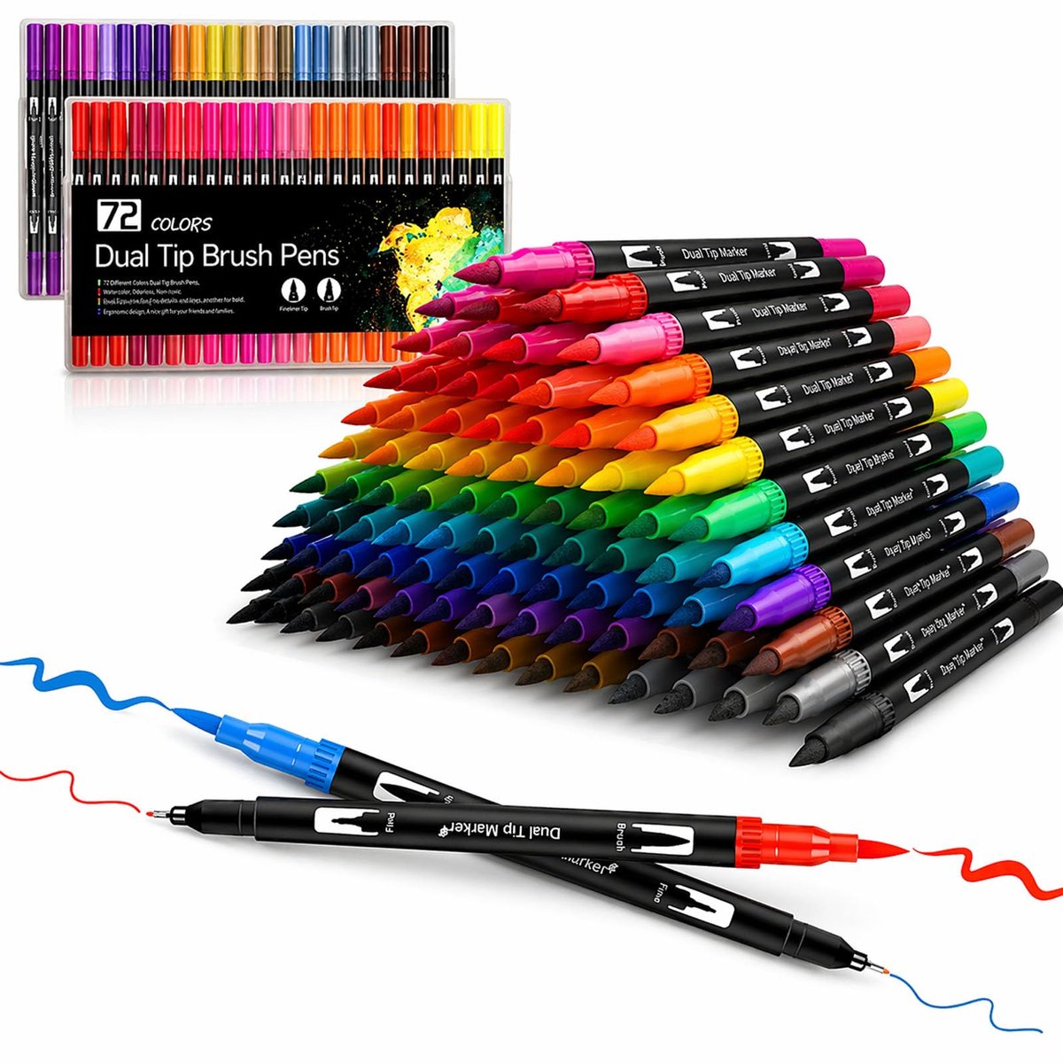 SnelShoppen - 72 Stiften met Fijne Punt, Lettering-Marker, Kleurstiften voor Volwassenen en Kinderen, Viltpunt, Kleurpotloden voor Schilderen, Tekenen