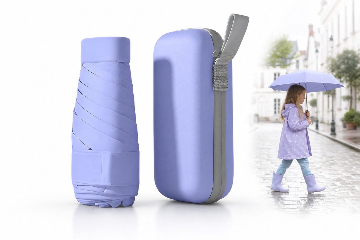 VHV - Mini Reisparaplu UPF 50+ - Compacte Opvouwbare Paraplu met Hoes - Voor Handtas, Reizen en Zon