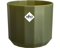 Elho Facet Rond 14cm - Kleine Bloempot voor Binnen - 100% Gerecycled Plastic - Ø 14.1 x H 12.7 cm - Bos groen