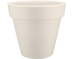 Elho pure round 80 - Grote Bloempot voor Binnen & Buiten - Gemaakt van Gereycled Plastic - Ø 77.0 x H 70.0 cm - Linen white