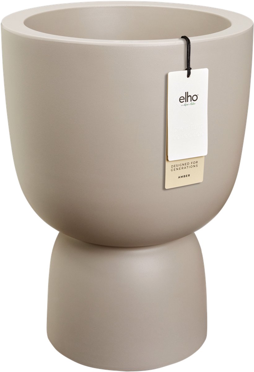 Elho Amber Coupe Round 35 - Bloempot voor Binnen & Buiten - 100% Gerecycled Plastic - Ø 34.9 x H 49.0 cm - Balanced beige