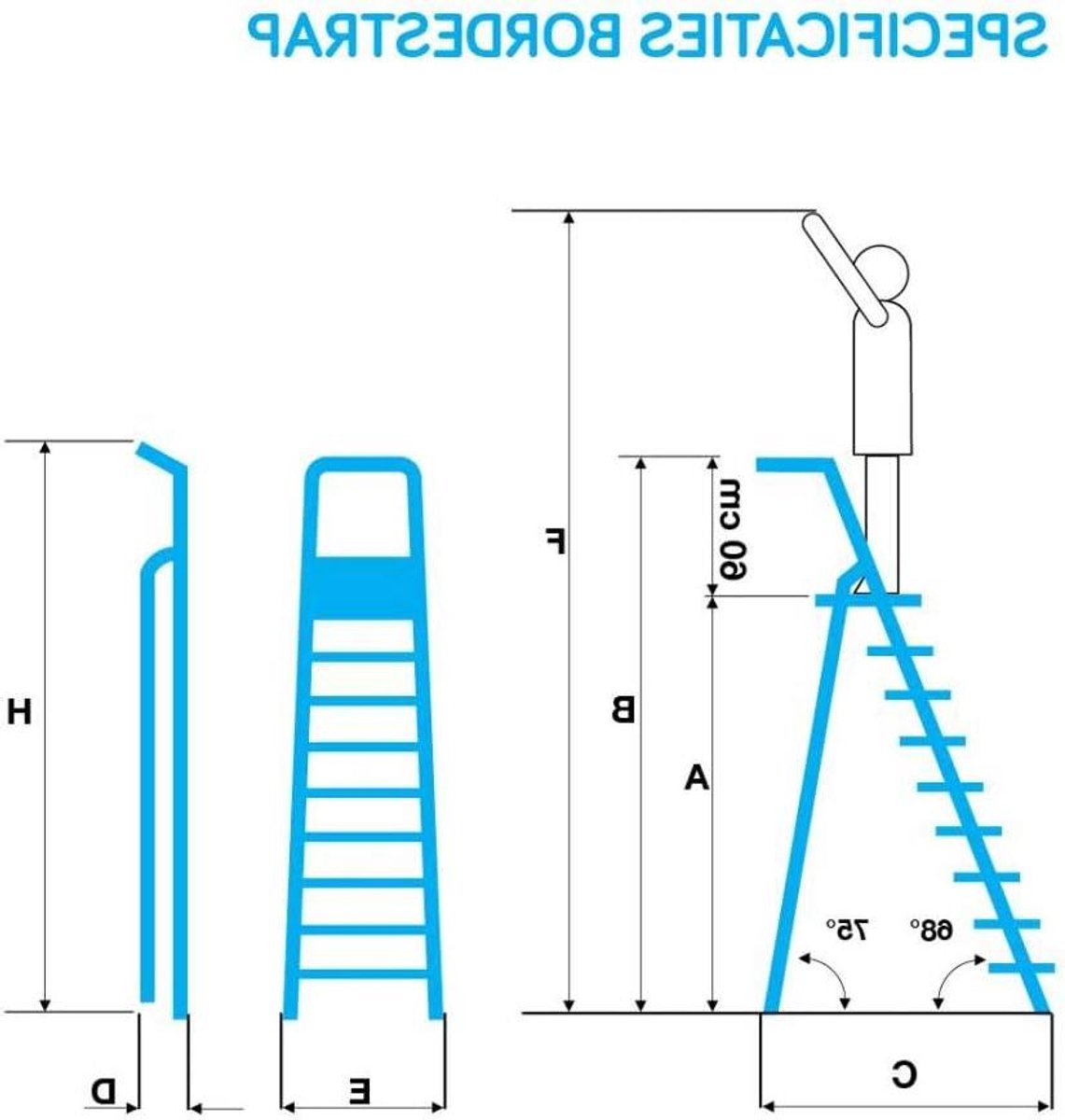 Bordestrap - Huishoudtrap Keukenladder - Veilig Klussen - Geanodiseerd Aluminium - 5 Treden - Zilver