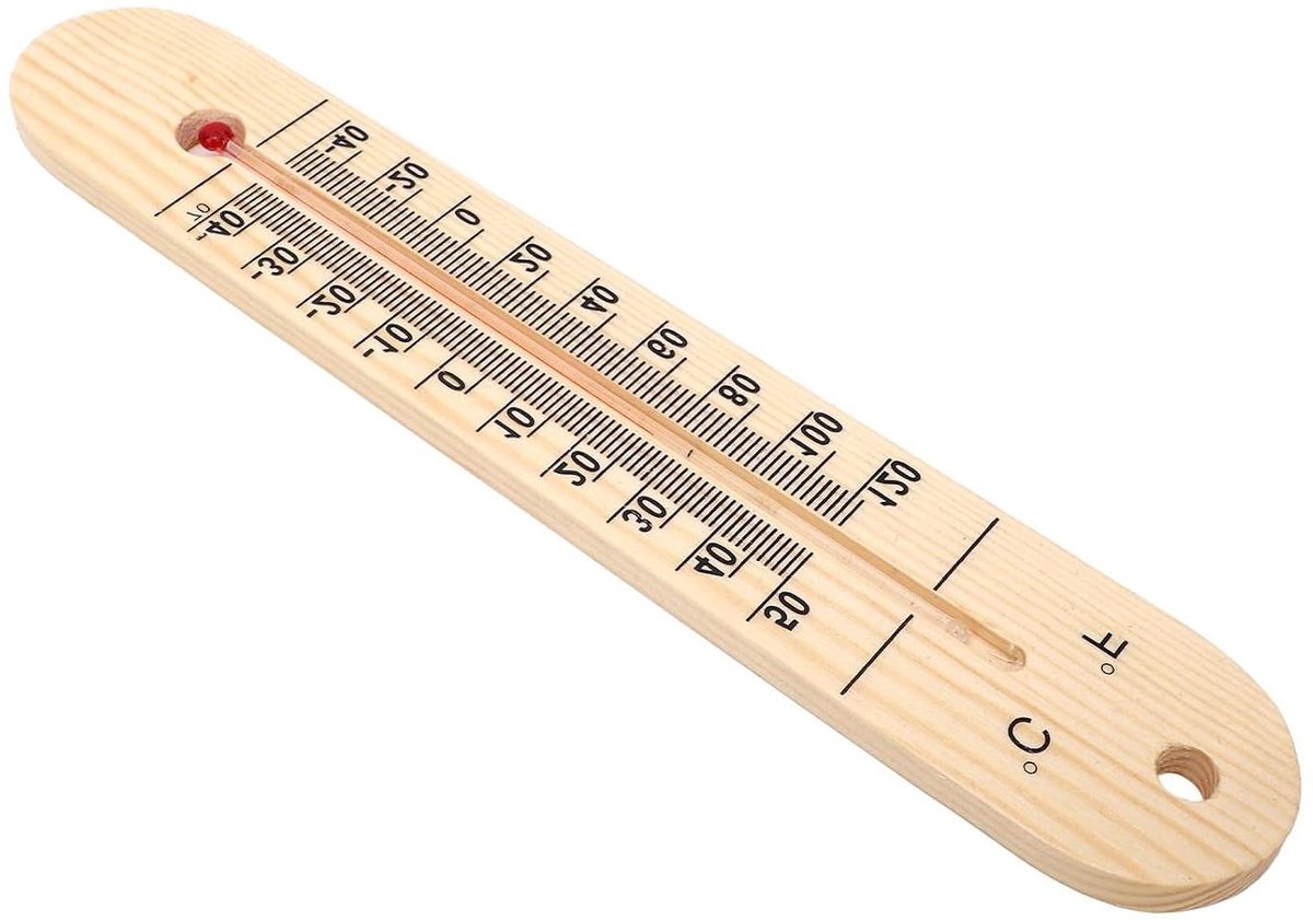 Binnen Buiten Thermometer - Temperatuurmeter Houtnerf - Temperatuur Bewaken - Grote Cijfers - 27 Centimeter - Houtnerf