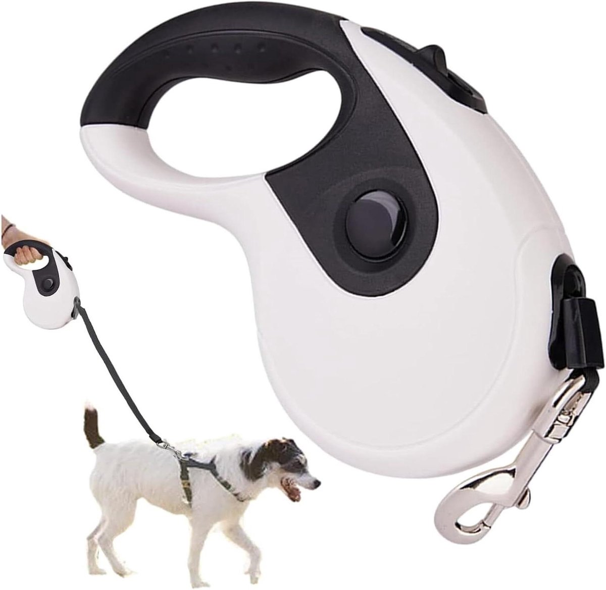 Intrekbare Hondenriem - Uitschuifbare Riem Honden - Hondenwandelingen - Robuuste Nylon Riem - 5 meter - Wit