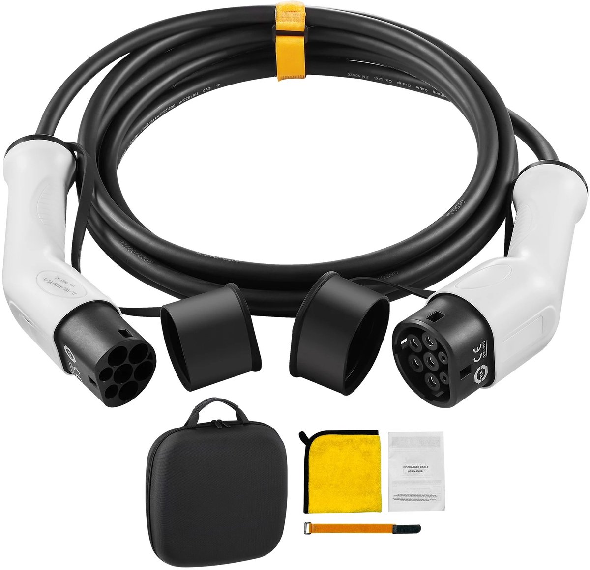 Cherrys Finds - Ev Oplaadkabel - Ev Oplaadkabel Type 2 - Elektrische Auto Oplader - 11KW - 16A - 5 Meter - Waterdicht - IP66 - Zwart