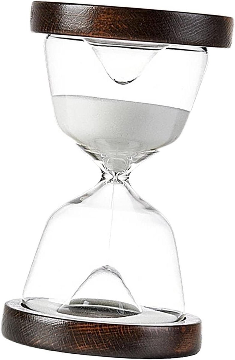 Zandloper Timer - Keuken Timer Glas - Koken en Bakken - Handgemaakt Vakmanschap - 16.5 cm Hoog - Donkerbruin