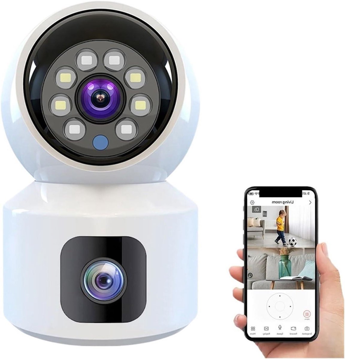 Mini Camera Draadloos - IP Camera Babyfoon - Beveiliging Thuis - Dubbele Lens Nachtzicht