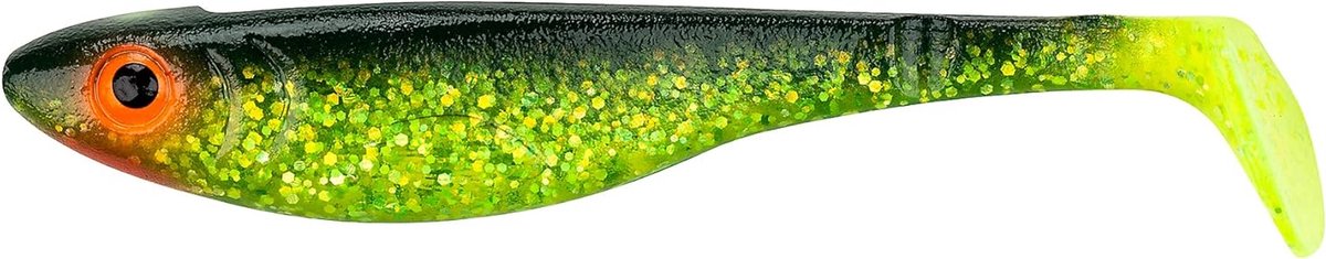 McPrey Zacht Kunstaas - Rubber Vis Lokaas - Roofvissen Vissen - Schoppende Flankende Actie - 12cm - Zwart Chartreuse