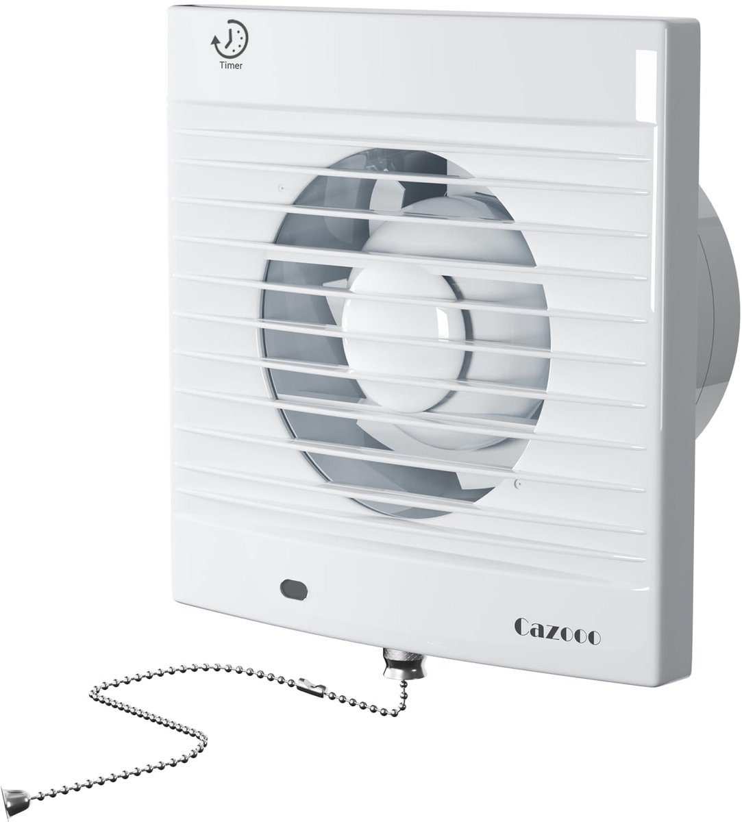 SnelShoppen - Stille Badkamerventilator 100 mm met Timer en Trekkoord - 12 W, 130 m³/uur, Wand-/Raamgemonteerd, 34 dB, Wit voor Keuken, Toilet, Kantoo
