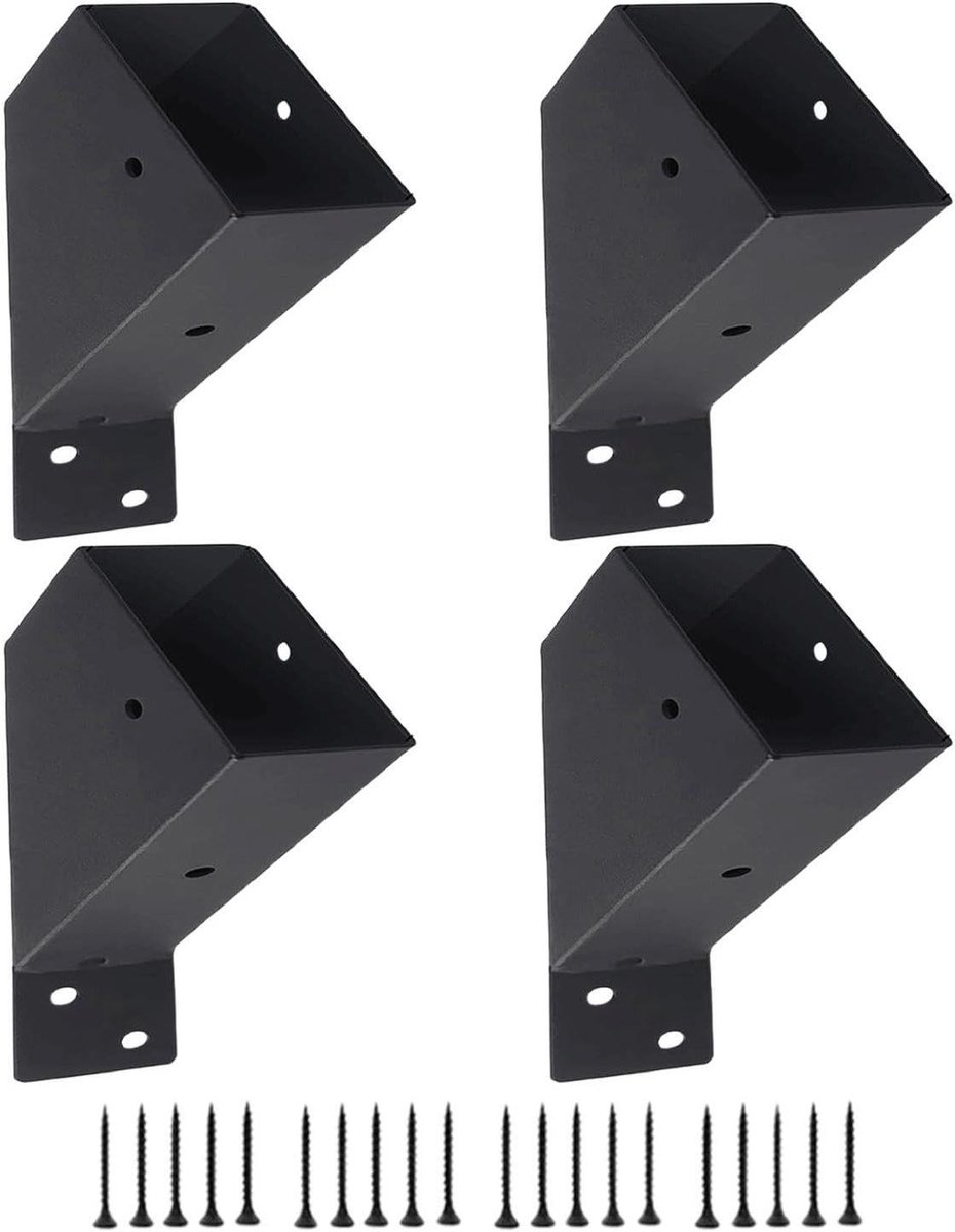 Pergolahouderset - Houten Verbindingen - Pergola Bouwen - Waterafstotende Beugel - 4 stuks - Zwart