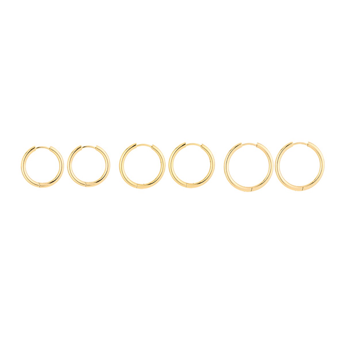 Stainless Steel Graduated Chunky Basic Hoops Set – Luxe Multi-Size Oorringen Setje – RVS