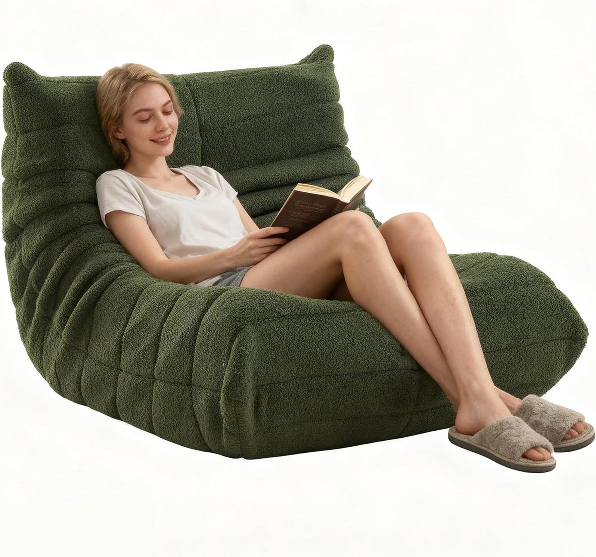 Zitzak Stoel - Lounge Bank - Ontspannen Zitten - Ergonomisch Ontwerp - 99 x 33 x 33cm - Groen